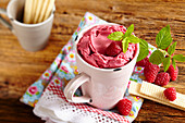 Raspberry ice cream with silk tofu and yoghurt