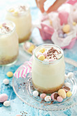 White Chocolate Mousse with Mini Chocolate Eggs for Easter