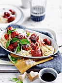 Spaghetti and Eggplant Meat Balls
