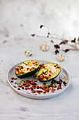 Easter avocados stuffed with quail eggs