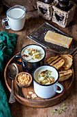Cheese soup with roasted cauliflower