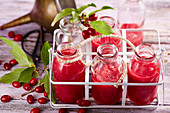 Several bottles of cornelian cherry juice