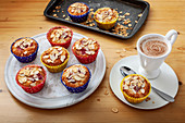 Orange, raspberry and almond muffins