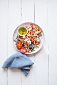 Bean salad with tomatoes and feta cheese