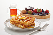 Vanilla flavour Waffles with butter and honey