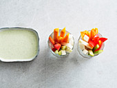 Vegetables sticks with a herb dip (low carb)