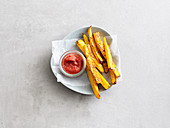 Pumpkin fries with a tomato dip (low carb)