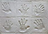 Hand prints in plaster