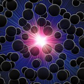 Big Bang with dark matter particles, illustration