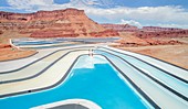 Solar evaporation ponds, Utah, USA