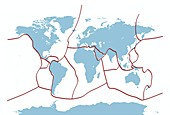Earth's tectonic boundaries, illustration