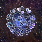 Buckyballs discovered in space, illustration