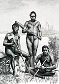 19th Century New Hebrides warriors, illustration