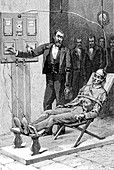 19th Century execution by electric chair, illustration