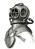 19th Century diving helmet, illustration