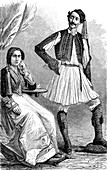 19th Century Greek man and woman, illustration