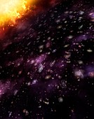 Big Bang and expanding universe, illustration