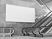 Billboard and escalators, illustration