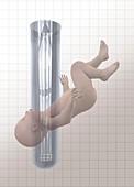 Baby and test tube, illustration