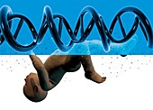 Baby and dna strand, illustration