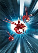 Robotic insects flying, illustration