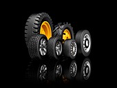 Various tyres, illustration