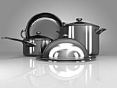 Stainless steel kitchenware, illustration