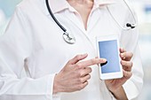 Doctor holding mobile phone