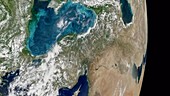 Algal bloom in the Black Sea, satellite image