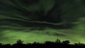 Night sky with aurora, timelapse