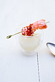 Jellied asparagus essence with grilled langoustines