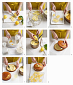 Einen Joghurtkuchen mit Zitronencreme und kandierten Zitronen backen
