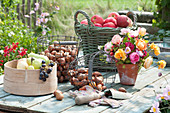 Autumn arrangement on terrace table