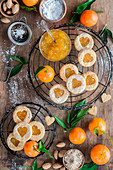 Tangerine jam almond linzer cookies