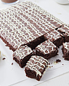 Brownies with two-tone chocolate glaze