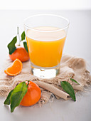 Ein Glas frisch gepresster Mandarinensaft