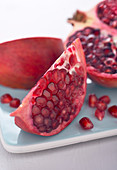 Pomegranate, halved and sliced (close-up)