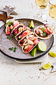 Fish tacos with pickeld radish