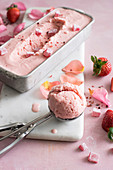 Strawberry and rose, pink peppercorn ice cream with turkish delights