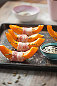 Pumpkin wedges with bacon