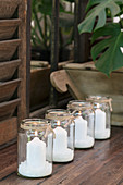 DIY candle lanterns made from mason jars and sea salt