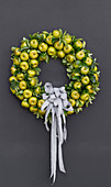 Wreath made from fake green apples