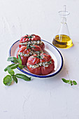 Beefsteak tomatoes filled with rice