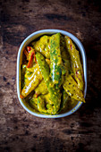 Peppers in Mustard Yoghurt and Jaggery Dressing