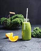 Vegan kale and orange smoothies