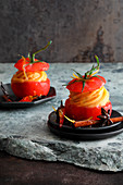 Spiced tomatoes with sorbet