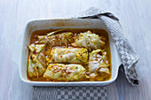 Classic cabbage wraps with a minced meat filling