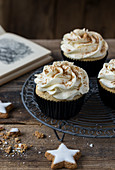 Cinammon cupcakes with cream cheese mascarpone and cinnamon topping