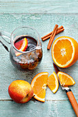 Sangria with apple and orange