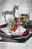 Gin & Tonic with basil and unicorn-shaped berry jam ice cubes